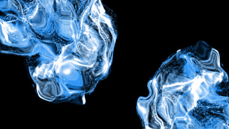 animación de formas azules que se mueven sobre un fondo negro