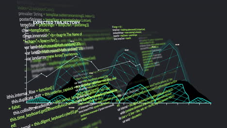 Animation of data processing over black background