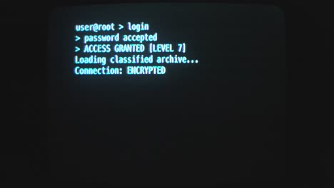Computer code language in display of computer screen. Black background.
