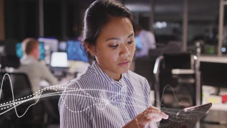 animation of data processing over diverse business people in office