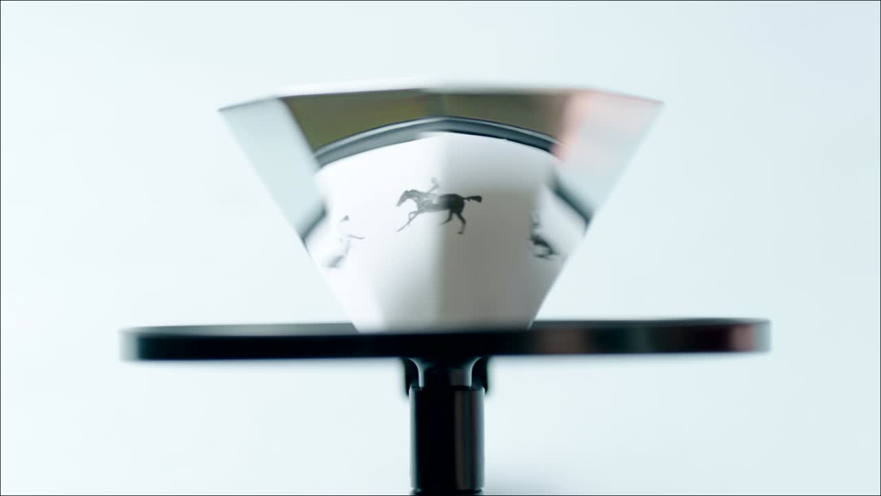 A hand twisting cinematograph