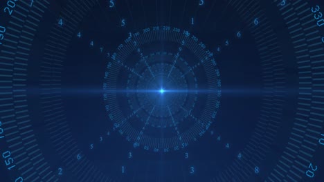 animación de escaneado de visores y procesamiento de datos con codificación binaria sobre fondo azul