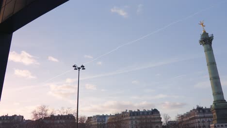 july column in place de la bastille in paris, france, during dawn or dusk