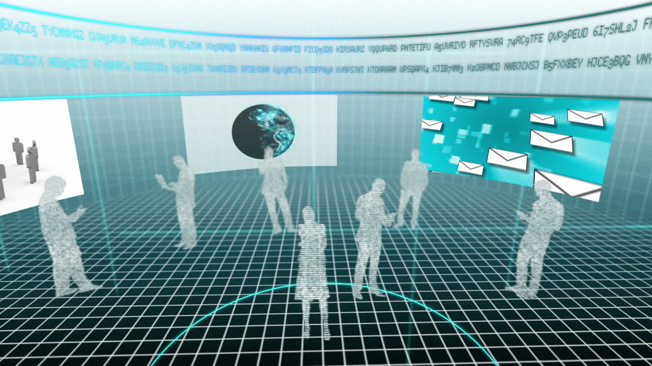 사업가들의 홀로그램으로 된 애니메이션