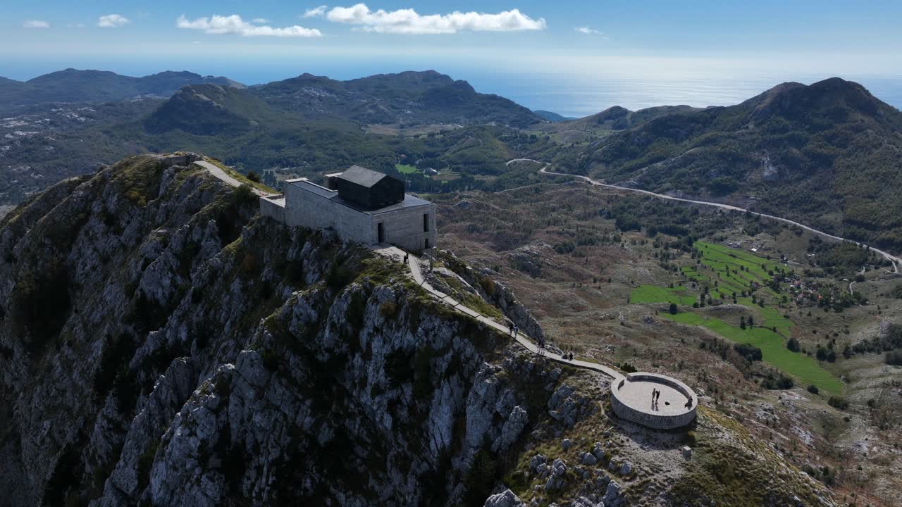 Mausoleum Petar II - Mausolee de Njegos And Gumno Observation Deck In Montenegro. - aerial shot