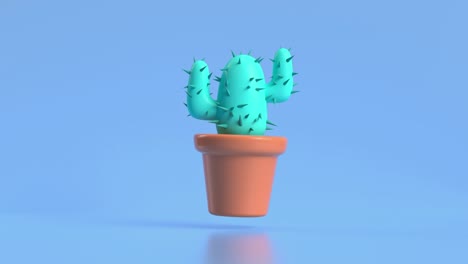 abstract árbol verde cactus olla 3d renderización de movimiento estilo de dibujos animados