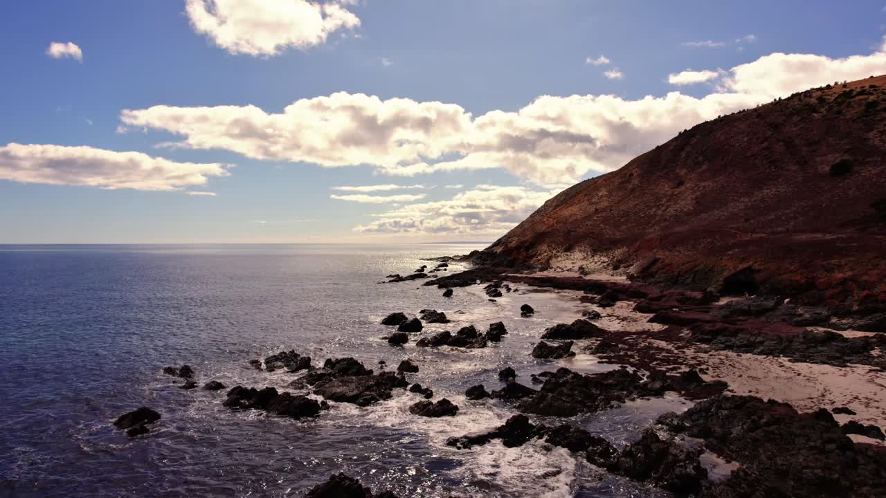 Aerial view of seascape along the vast beach on the South Coast during summer