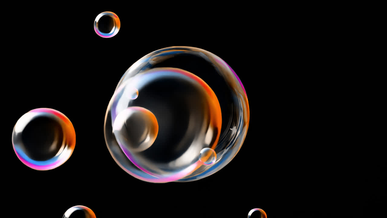 Transparent soap bubbles animated overlay, transparent 4K video, alpha channel, ProRes 4444