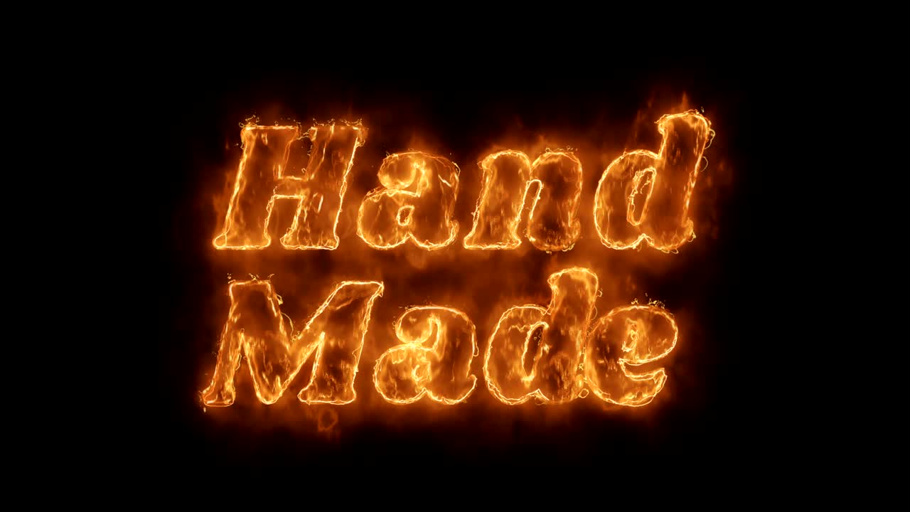Hand Made Word Hot Animated Burning Realistic Fire Flame Loop.