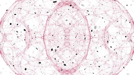 animation of abstract geometric network with interconnected lines and black shapes