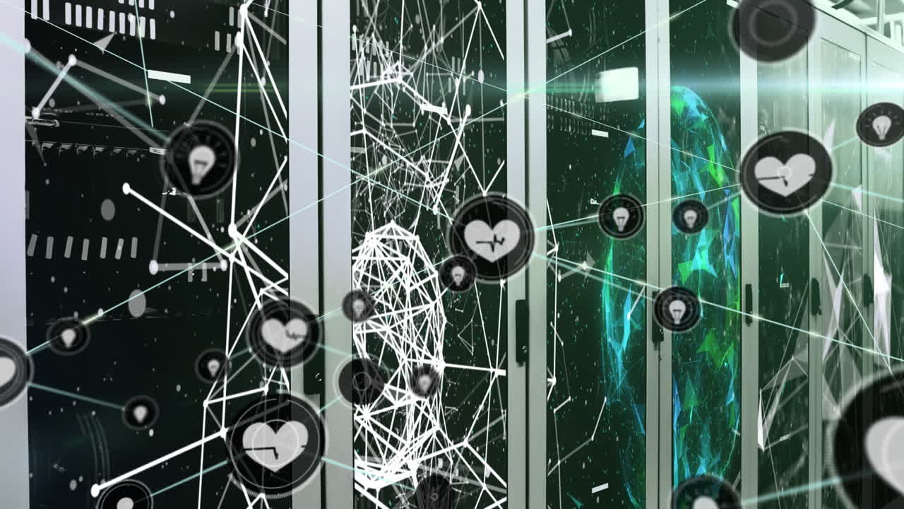Animation of network of connections over server room