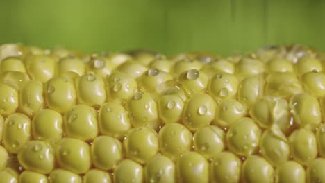 close-up of fresh corn kernels with water droplets