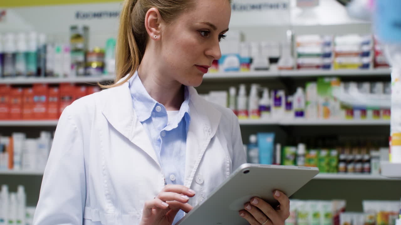 실내에서 태블릿을 사용하는 젊은 여성