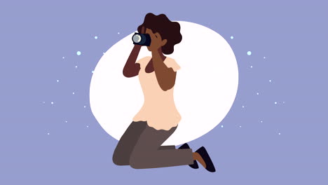 afro female photographer on knees character