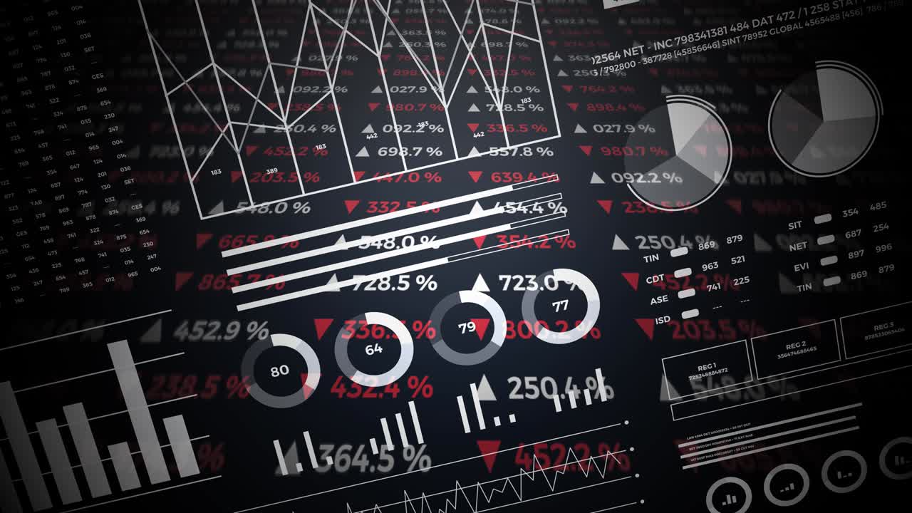 Data and report statistics, animation with graph diagrams.