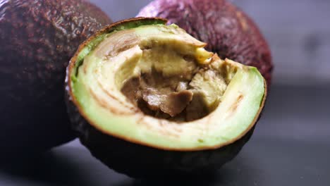 close-up of a cut avocado