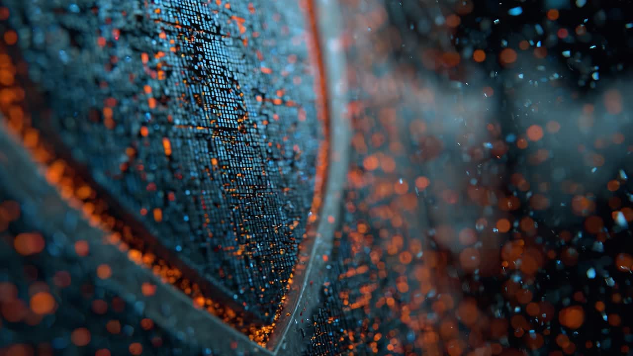 A Close-Up View of a Textured Surface Surrounded by a Cascade of Colorful Particles, Showcasing the Interplay of Light and Texture in a Dynamic Environment