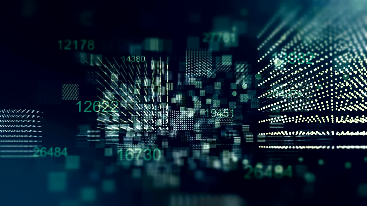 Digital data and figures in technology cyberspace video