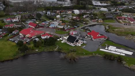 Aerial-View-Of-Anglican-Church-At-Ohinemutu-Suburb-By-Lake-Rotorua-In-New-Zealand