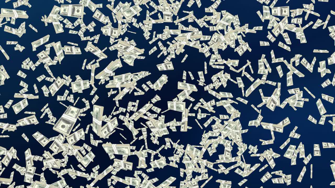 4k loop backgrounds of falling dollar banknotes shallow depth of field green screen concept of