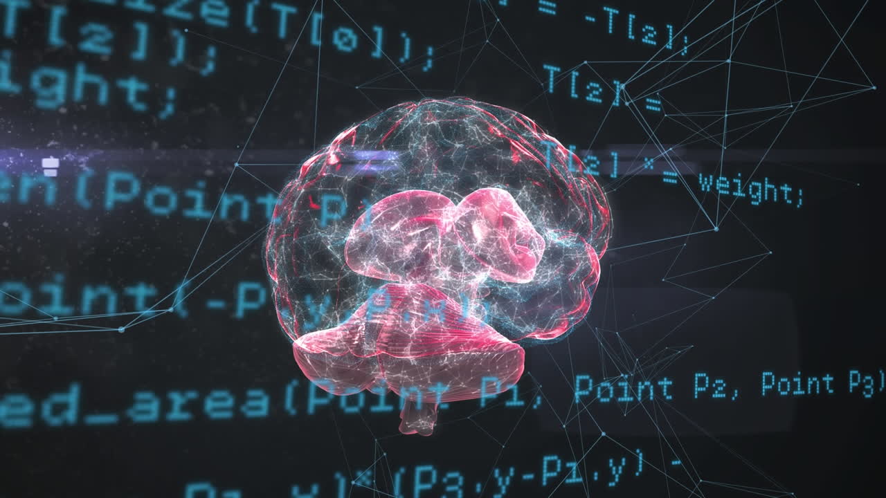 디지털 인터페이스 데이터 처리와 함께 반 ⁇ 이는 인간 뇌의 애니메이션