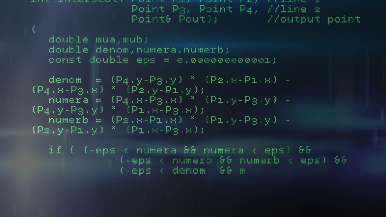 Auto view panning revealing source code, showing HTTP read-loop and light streaks for code review