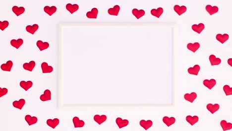 valentine's day frame for text with hearts around appear. stop motion