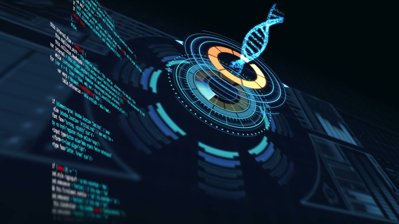 On scan start, 3D circular HUD animating, rings rotating, helix rising visualizing scan data