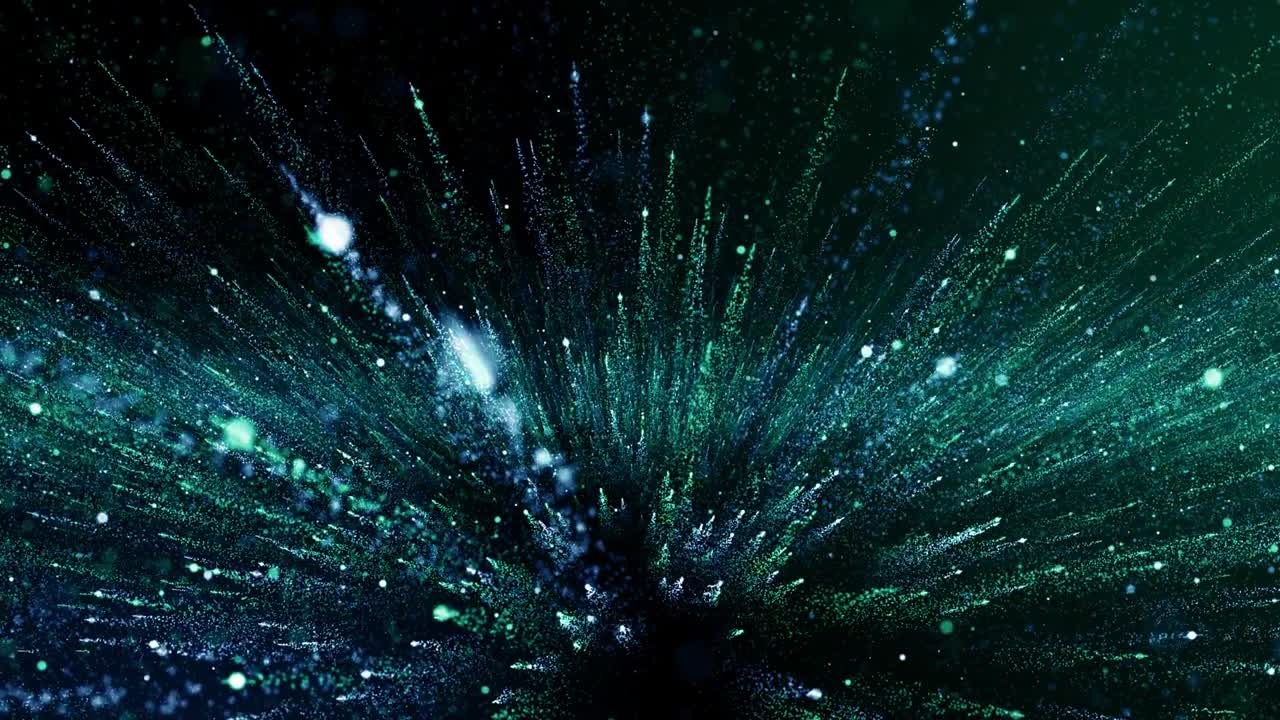 Particles blue green event game trailer titles cinematic concert stage background loop