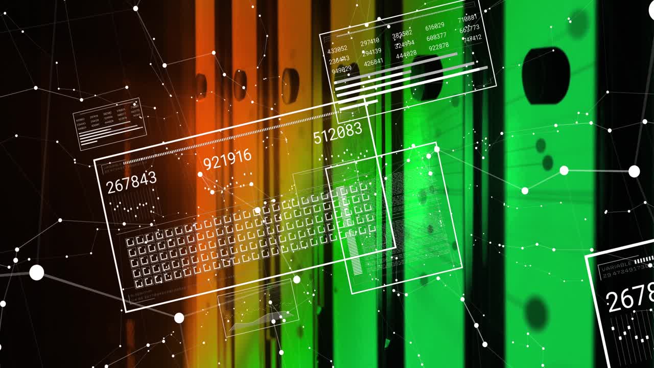 animación del procesamiento de datos a través de servidores informáticos