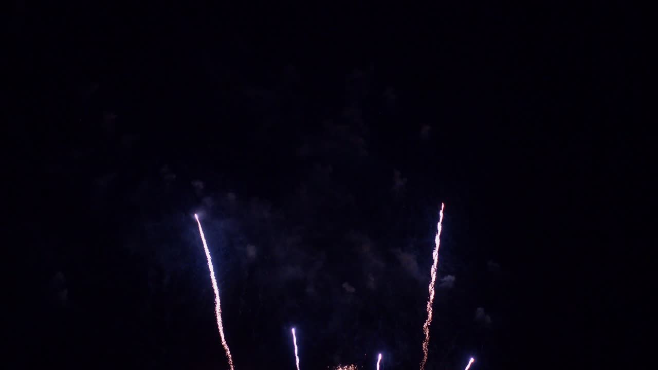 Bellissimo spettacolo pirotecnico colorato di notte per una celebrazione durante un festival.