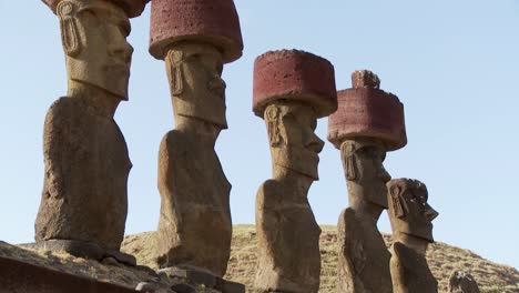 a tilt up to easter island statues