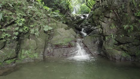 Bach-Fließt-über-Felsen-Mitten-Im-Wald