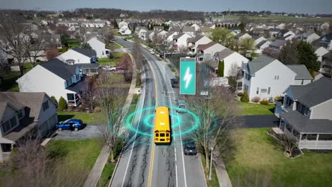 Electric-school-bus-with-autonomous,-self-driving-capabilities-and-sensors