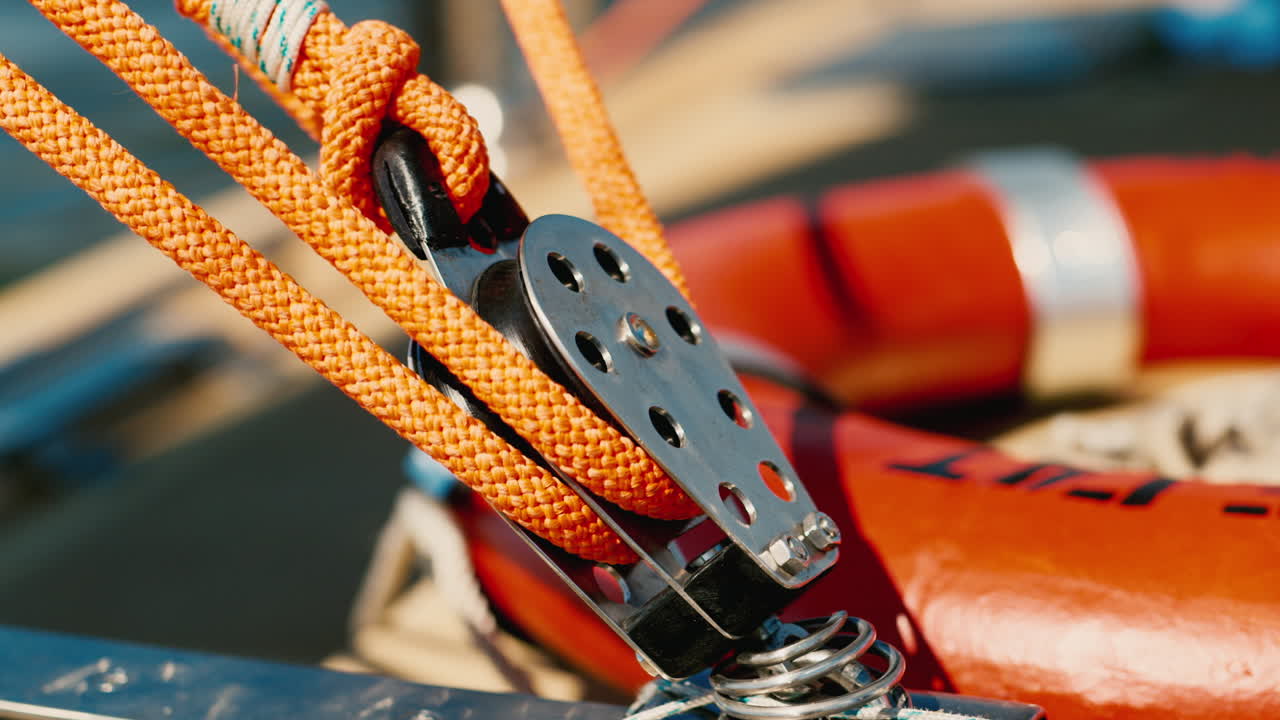 Rigging with ropes and blocks on the yacht 6