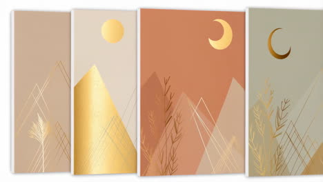 abstract boho geometric mountain and celestial wall art collection