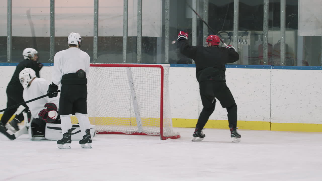 Hockey Players Cheering After Scoring Goal