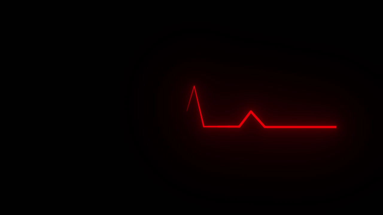 Red Glowing Animated Heart Pulse Line Indicating Functioning Cardiac Rhythm. Electrocardiogram ECG Illustrating Heartbeat from Alive Individual. Motion Graphic with Black Background. ProRes