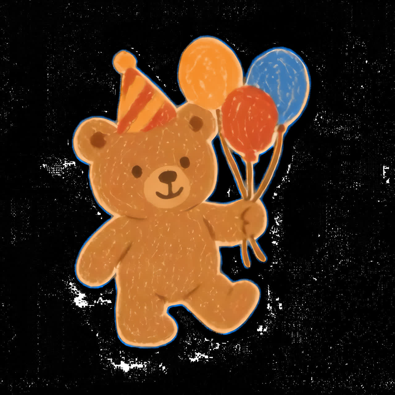 Cute bear with colorful balloons animation isolated asset, transparent 4K video, alpha channel