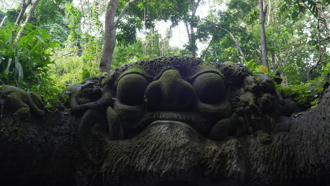 Bali Monkey Forest stone sculpture mythology landmark Indonesia Southeast Asia