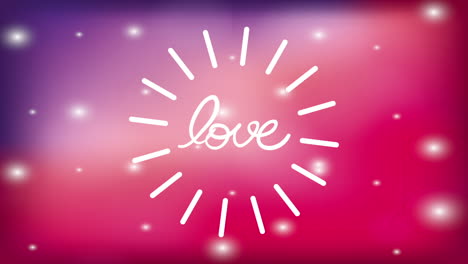 valentines card with love word and burst animation