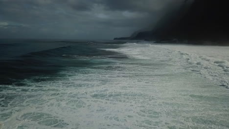 drone shot of the waves in the ocean