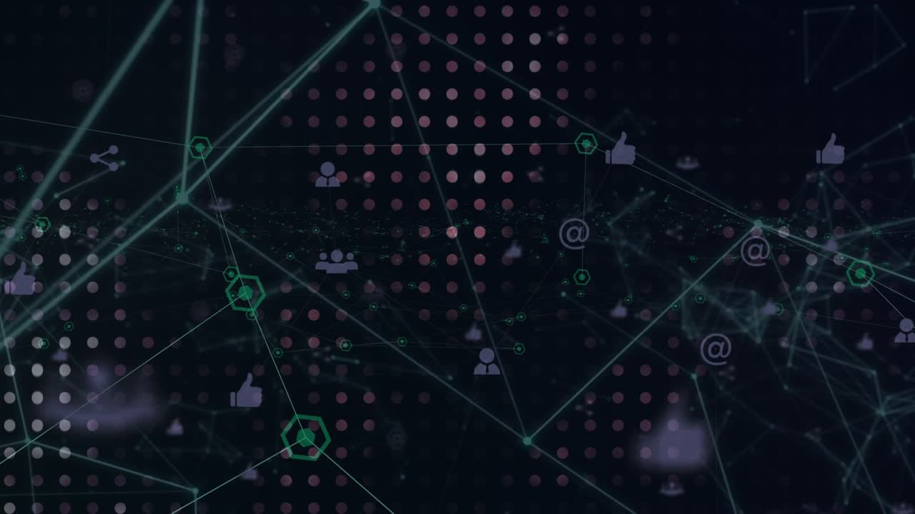 Animation of network of connections with icons over spots