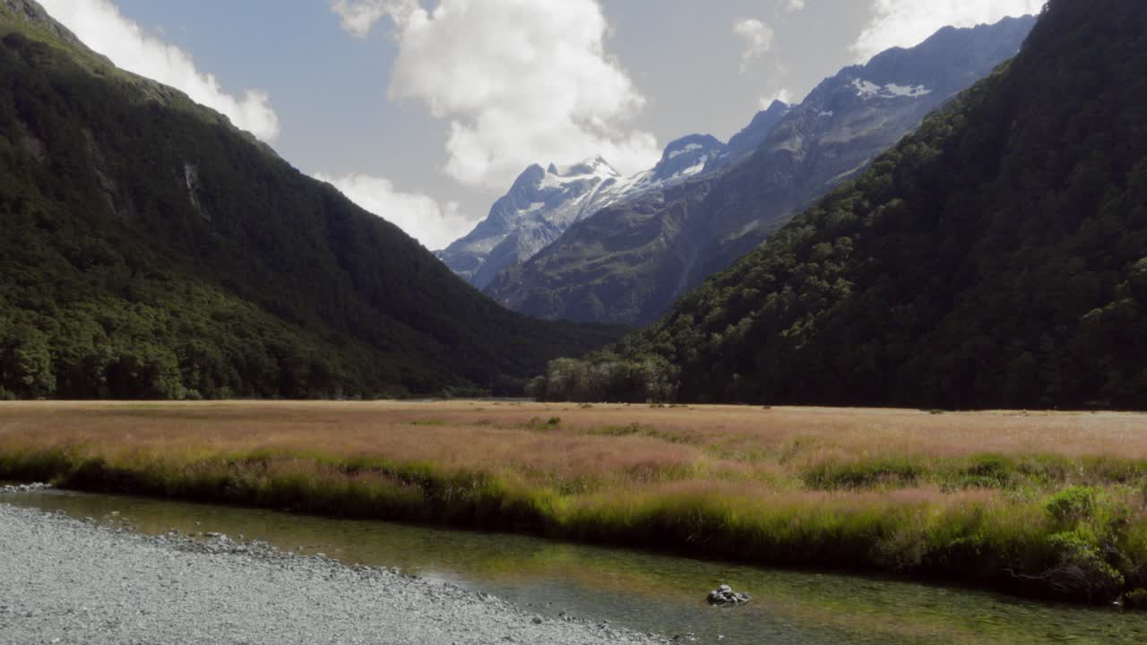 A Stunning View of a Mountain Valley on the Routeburn Track, New Zealand