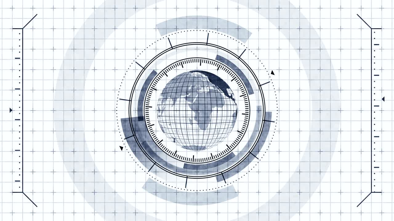 holograma del planeta tierra en una pantalla virtual. interfaz de usuario futurista hud. elemento objetivo de control de juego. mundo digital monocromático tecnológico. pantalla de radar del futuro.