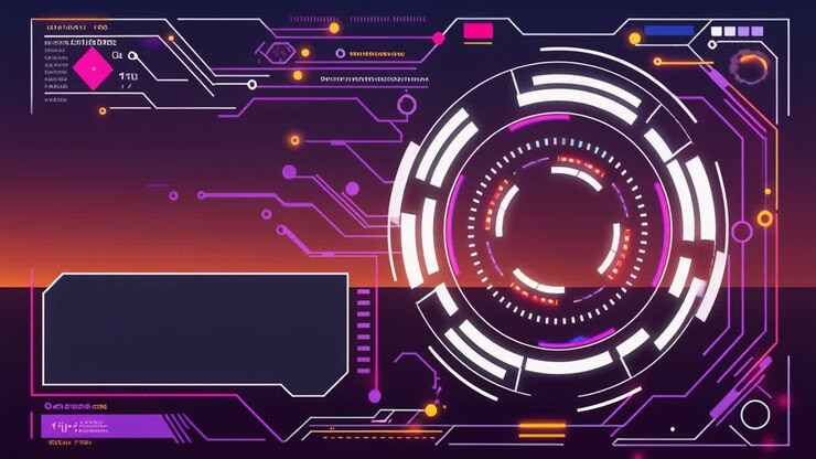 Abstract Digital Display with Glowing Futuristic UI Elements