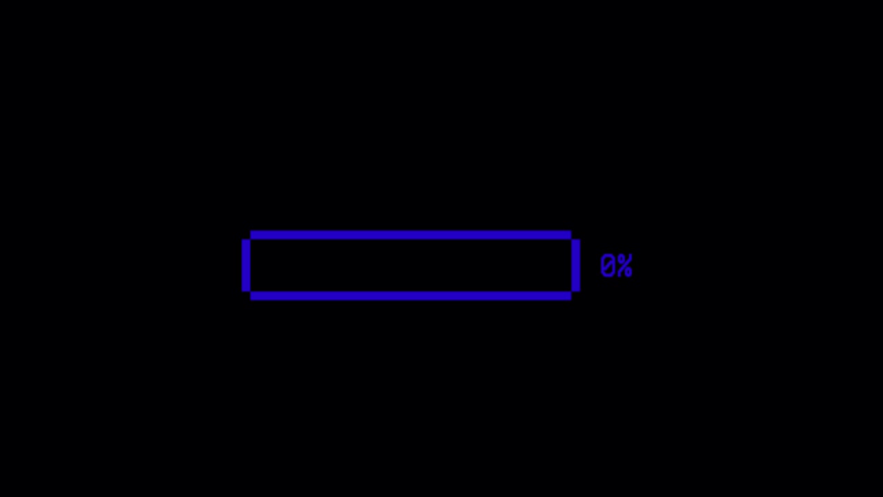 Animation colorful loading bar on black background.