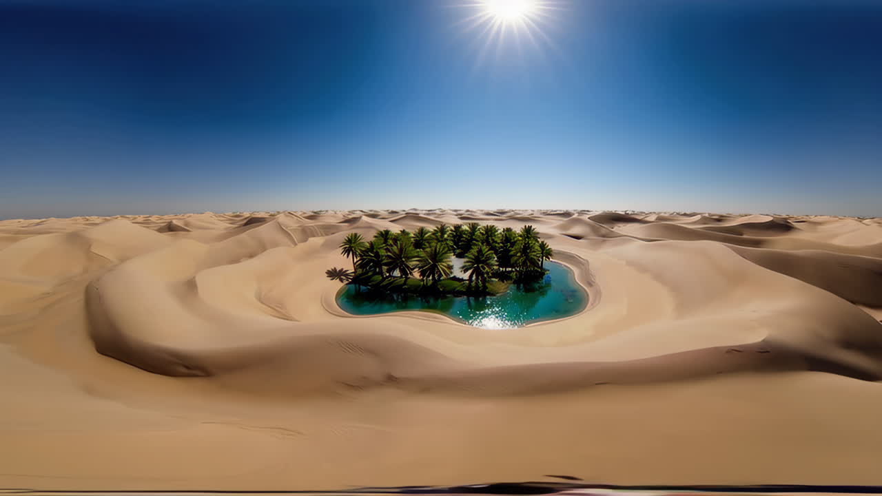 Splendida oasi nel deserto con palme e acqua cristallina