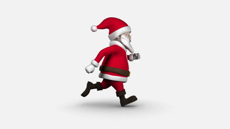 Cartoon-Santa-running-on-white-background