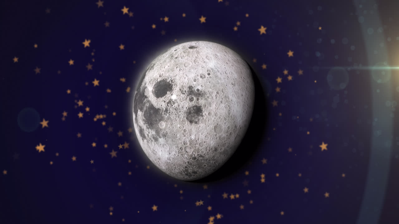 점으로 해군 공간 위의 회색 행성의 애니메이션